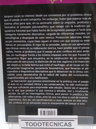 Imagen 2 de 3 de Invencion Lacaniana Del Pasaje Al Acto - Pablo D. Muñoz -mn-