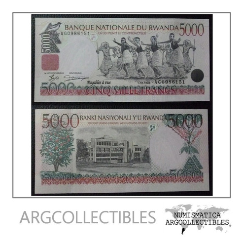 Rwanda Billete 5000 Francos Unc 1998 Pick 28