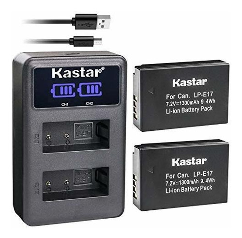 Batería Kastar X2 + Cargador Doble Lcd Para Canon Lp-e17, Lp