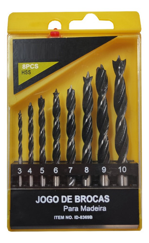 Kit De Brocas Para Madeira De 3 A 10mm Com 8 Peças 3 Pontas