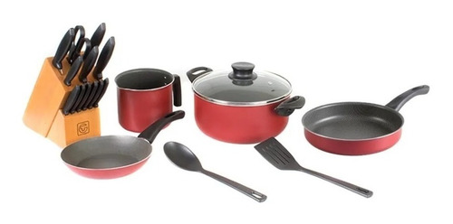 Batería De Cocina Paris Tramontina 20 Piezas Roja