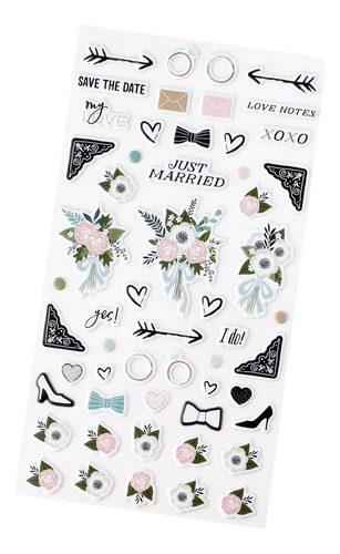 Puffy Stickers Icons | Calcomanías Pegatinas Boda (55 Pz)