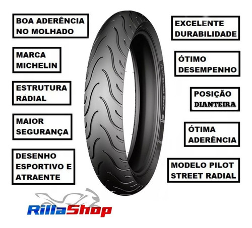 Pneu Dianteir Michelin Radial Sem Câmara De 120/70 Zr17 W 58