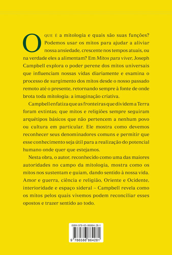 Mitos Para Viver, De Joseph Campbell. Editorial Palas Athena, Tapa Mole En Português