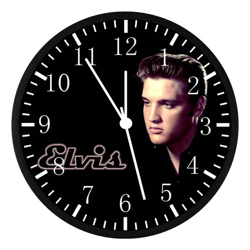 Elvis - Reloj De Pared Grande Con Marco Negro De 12 Pulgadas