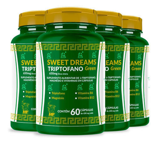 4x Triptofano Sweet Dreams 650mg Hf Suplements 60caps Sabor Sem Sabor