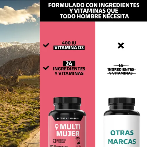 Multi Vitaminico Mujer Contiene Goji, Bilberry, Mangosta, Magnesio Complex, Biotina, Calcio, Vitamina C, Acido Folico, Vitamina D3 + 24 Ingredientes Y Vitaminas - Multivitamínico 60 Cápsulas