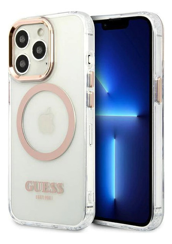 Funda Guess Para iPhone 15 Pro Max Magsafe Oro Color Transparente Liso