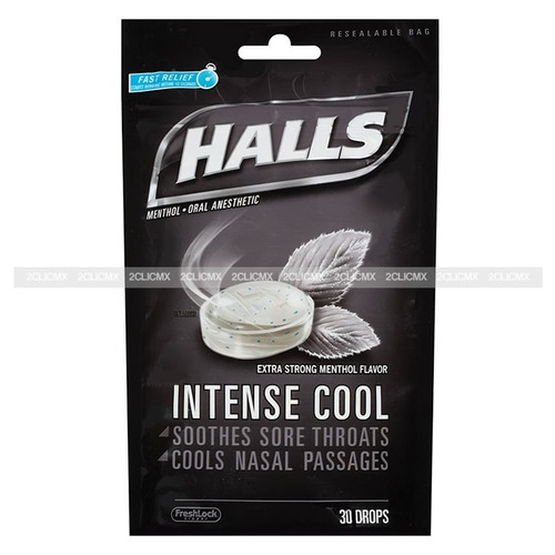 Pastillas Halls Negra Intense Cool 1 Bolsa 30 Pzs