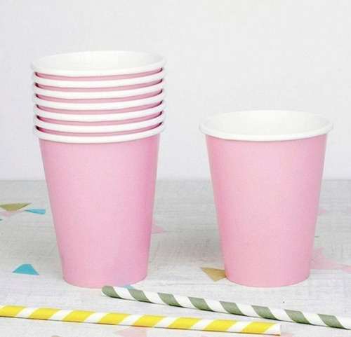 Vaso Polipapel Descartable Pastel X10 Unidades -cienfuegos- Color Rosa