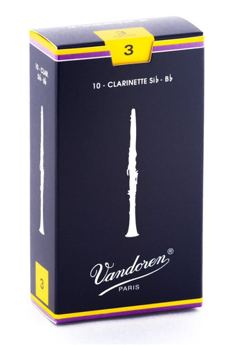 10x Vandoren Clarinete Traditional Reeds Strength 3 ( (1p08)