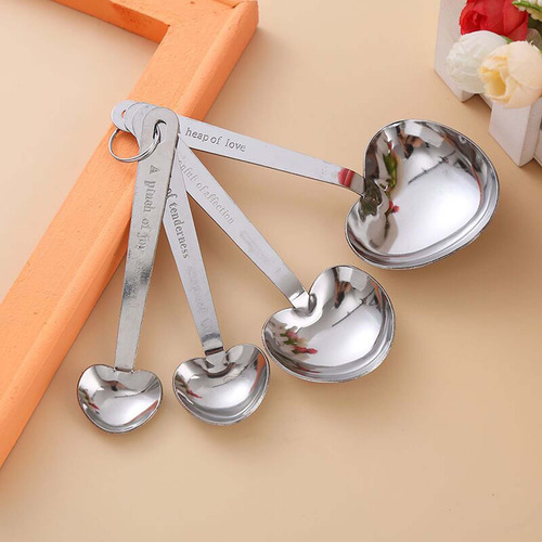 Cucharas Medidoras En Forma De Corazón De Acero Inoxidable E