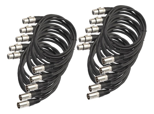 10pcs Cable De Conexión De Micrófono De 6 Pies Xlr, Cañón Ma