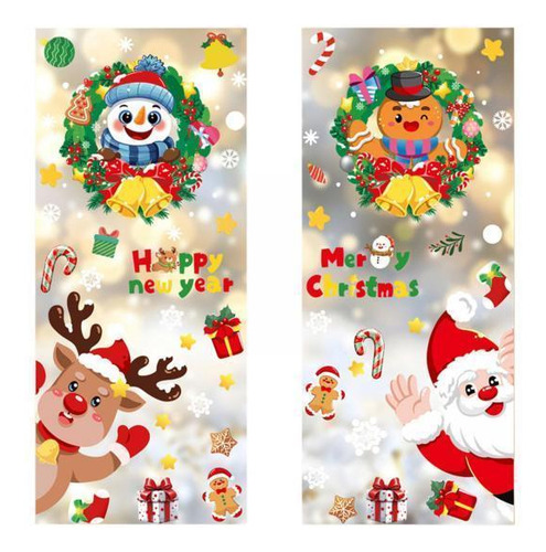 2 X 4x Adhesivos Navideños Para Ventanas, Decoraciones