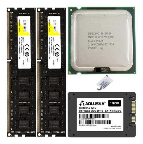 Processador Core 2 Quad Q9400 + Ddr3 8gb (2x4gb) + Ssd 128gb