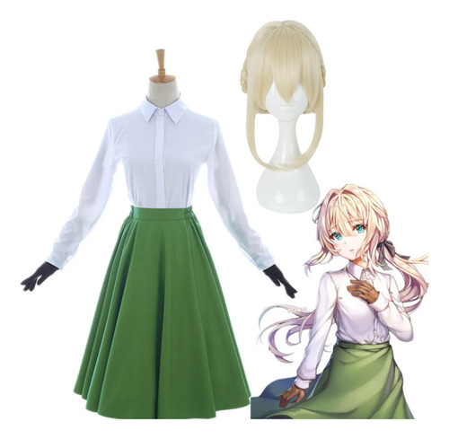 Disfraz De Violet Evergarden Cospaly, Camisa Blanca Y Falda