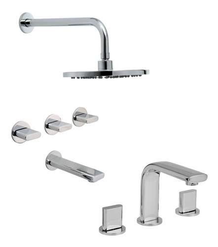 Combo Griferia Hydros Icon Baño Lavatorio Ducha Cs0698 *