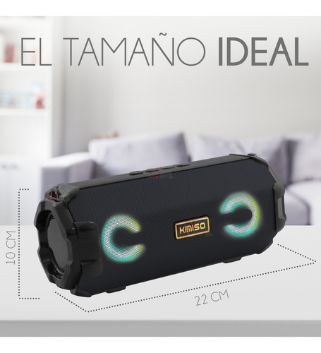 Imagen 4 de 9 de Bocina Portatil Bluetooth Recargable Luces Led Usb Aux Tf Fm