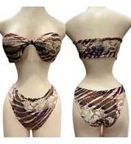 Comprar Traje De Baño Para Playa Animal Print Beige Saona 2 Piezas