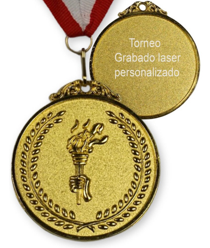 Medalla Oro Metalica Olimpica Personalizada En Laser 65 Mm