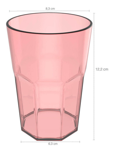Conjunto 6 Copos Jogo De Copos Para Suco Água 400ml Rosa Qua