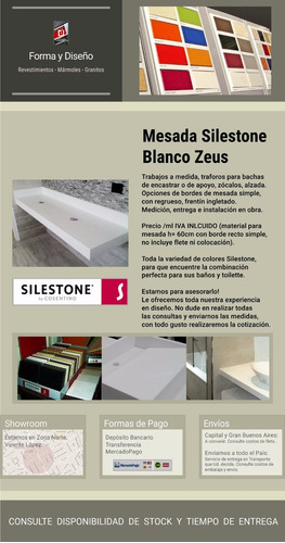 Mesada Silestone Blanco Zeus, Baño Toilette - Forma Y Diseño