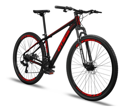 Mountain bike GTS PRO M5 Techs aro 29 21" 21v freios de disco mecânico câmbios Indexado Dianteiro y Indexado Traseiro cor preto/vermelho