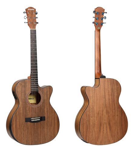 Guitarra Electroacústica Svenz C/ Funda Afinador Dos Colores Color Walnut Material Del Diapasón Ébano Orientación De La Mano Diestro