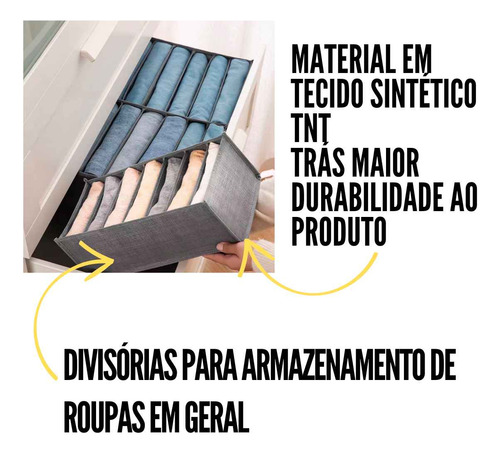 Kit 10 Caixa Organizadora De Roupa Grande Com 7 Divisoria
