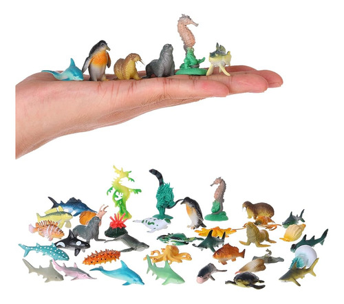 ~? Flormoon Mini Ocean Sea Animal Figures 36 Pcs Modelo De A
