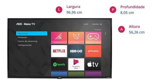 Imagem 5 de 5 de Smart Tv Led 43 Polegadas Aoc 3 Hdmi 1 Usb Wi-fi 43s5195/78g