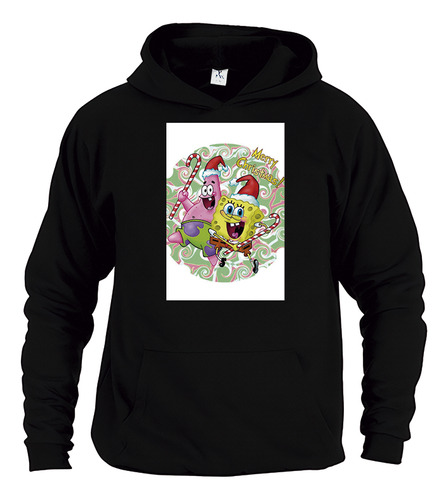 Sudadera Negra Capucha Unisex Bob Esponja Cb034