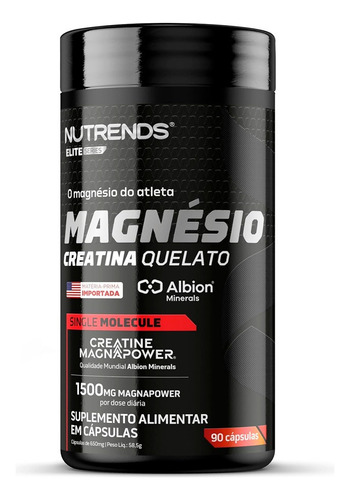 Creatina Com Magnésio Quelato 90 Cápsulas Nutrends Sabor Sem Sabor