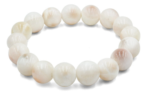 Pulsera Elástica Con Cuentas Natrolita Rosa 10 Mm X 16.5 Cm