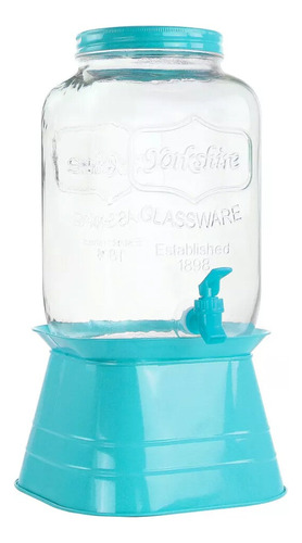 Dispensador De Bebidas Vidrio 8 Litros Llave Acero Inox Color Azul