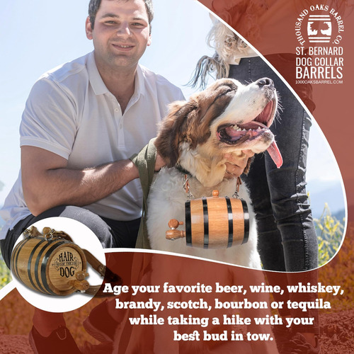 Collar De Barril De Whisky San Bernardo Para Perro, Pelo De
