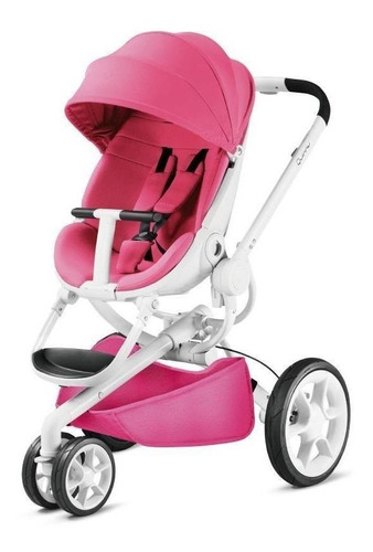 Carrinho de bebê 3 rodas Quinny Moodd pink passion com chassi de cor branco