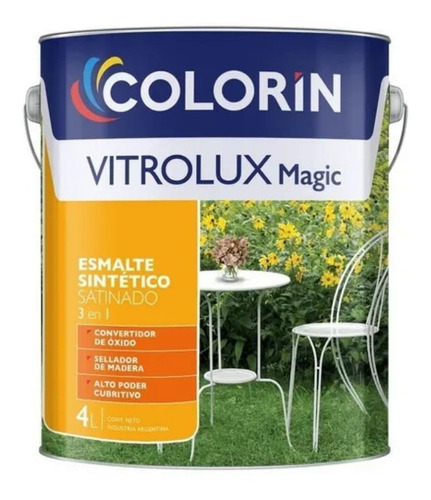 Esmalte Sintetico Satinado Negro Vitrolux Colorin X 3,6 Lts