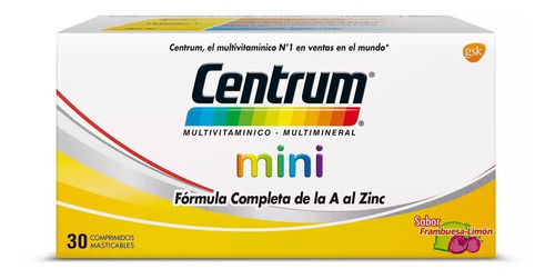 Centrum Mini Multivitaminico Multimineral 30 Comprimidos. Sabor Frambuesa Limon