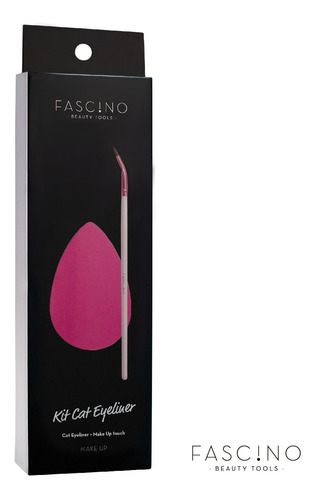 Imagen 4 de 6 de Kit Delineador De Ojos: Pincel Curvo+esponja Latex Fascino