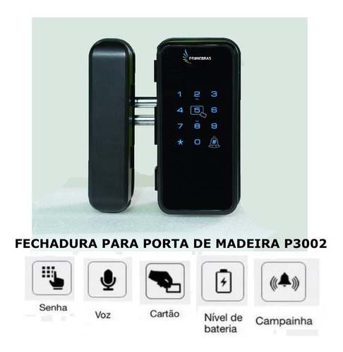 Imagem 4 de 9 de Fechadura Digital Touch Porta De Madeira Tag P3002 Primebras