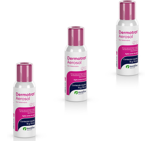 3 X Dermotrat Aerosol 75g-110ml - Ourofino Petshop
