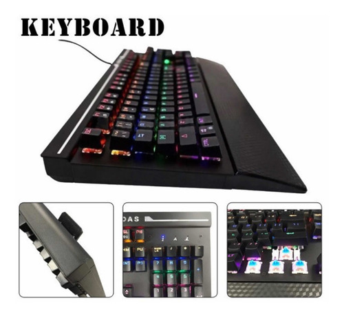 Teclado As-808 Con Letra Ñ Gamer Mecánico Retroiluminado