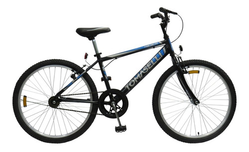 Mountain bike infantil Tomaselli Kids MTB R24 1v frenos v-brakes color negro con pie de apoyo  