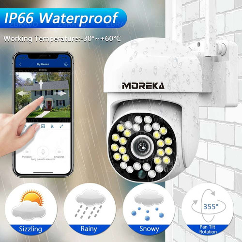 Cámara Vigilancia Wifi Moreka Jk002 1080p Ia Seguimiento Automático Visión Nocturna Audio Bidireccional Zoom Ptz
