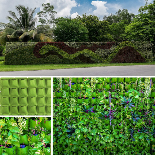 Imagen 6 de 6 de Jardín Vertical De Geotextil. 64 Bolsas. Huerto Y Muro Verde