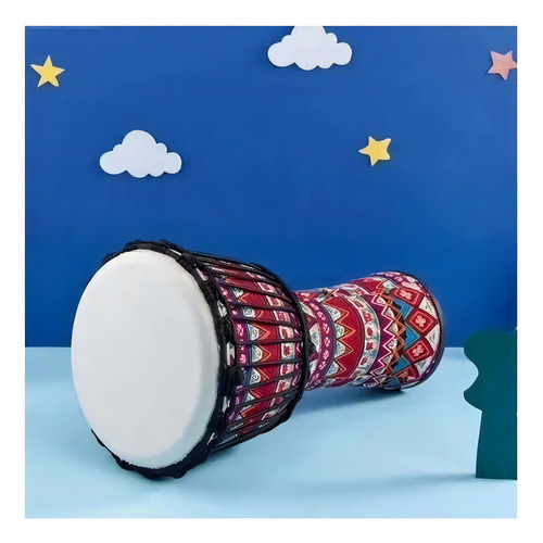 Tambor africano portátil con patrones de djembe africano, color negro