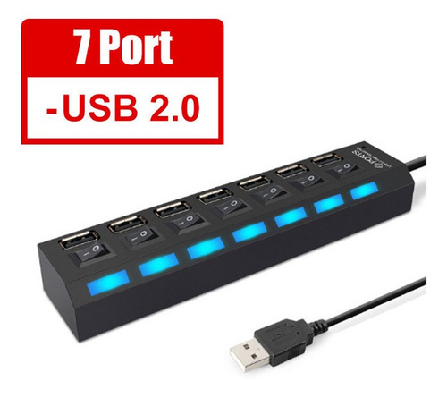 Hub De Usb 7 Portas 2.0 Hd Extensor High Speed Pen Drive Hd