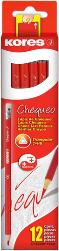 Lapices Chequeo Rojo  Kores Triangular  X 12 Unidades