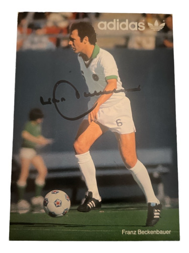 Autógrafo Auténtico Franz Beckenbauer Tarjeta adidas 20x10cm